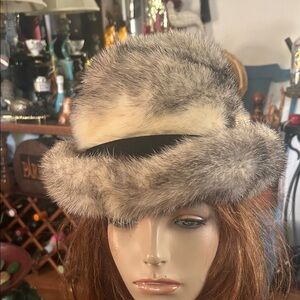 Vintage 1950-1960’s Irene of New York Blonde & Black Mink Fur Hat